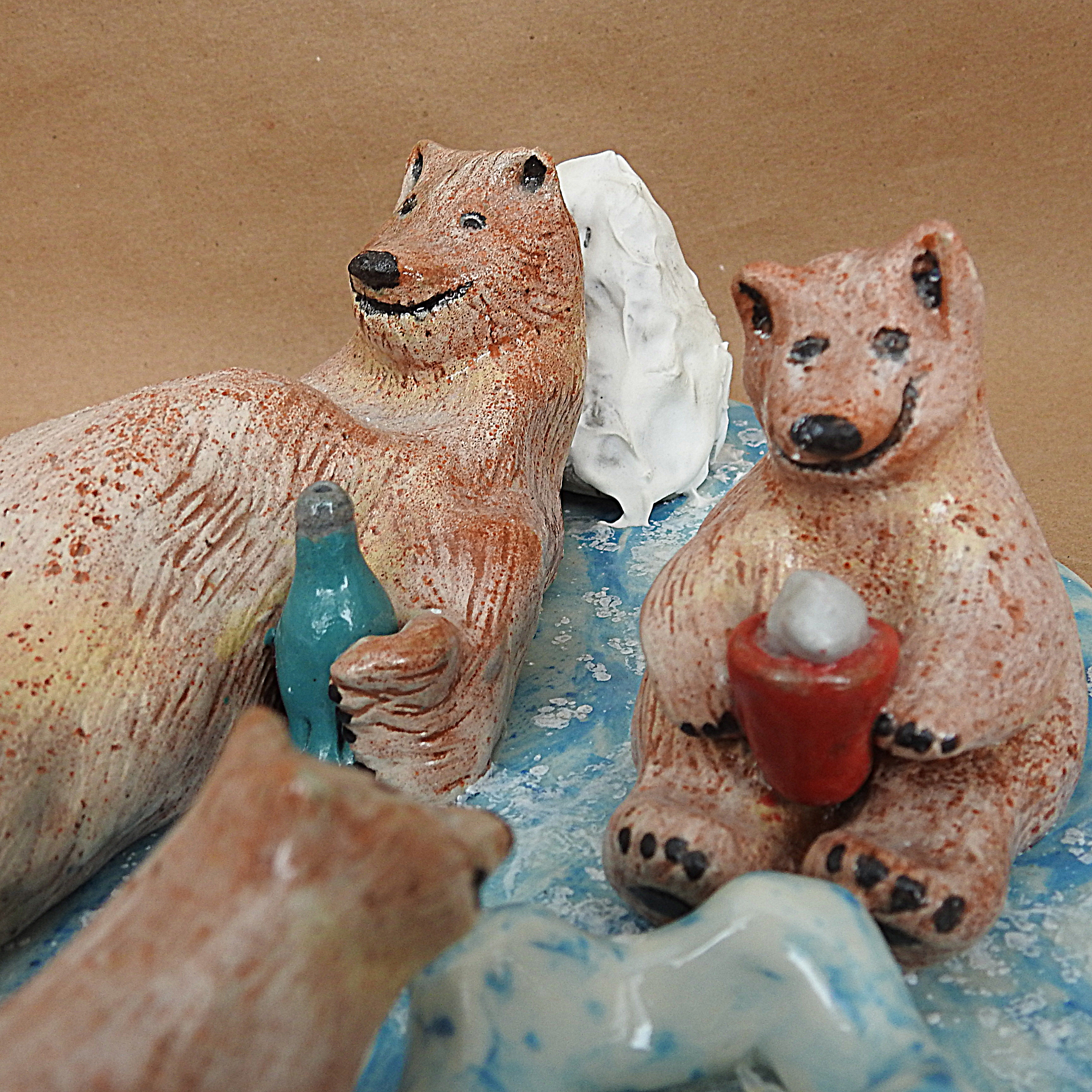 I hand sculpted this Artic bear picnic.